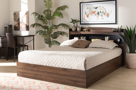 Sanford Rustic Walnut Brown Queen Size Platform Bed w/Shelves - $5,069.89 MXN