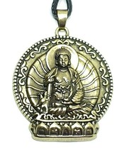 Buddha Pendant Dharma Necklace Medicine Meditating Bead Cord Jewellery - £6.18 GBP