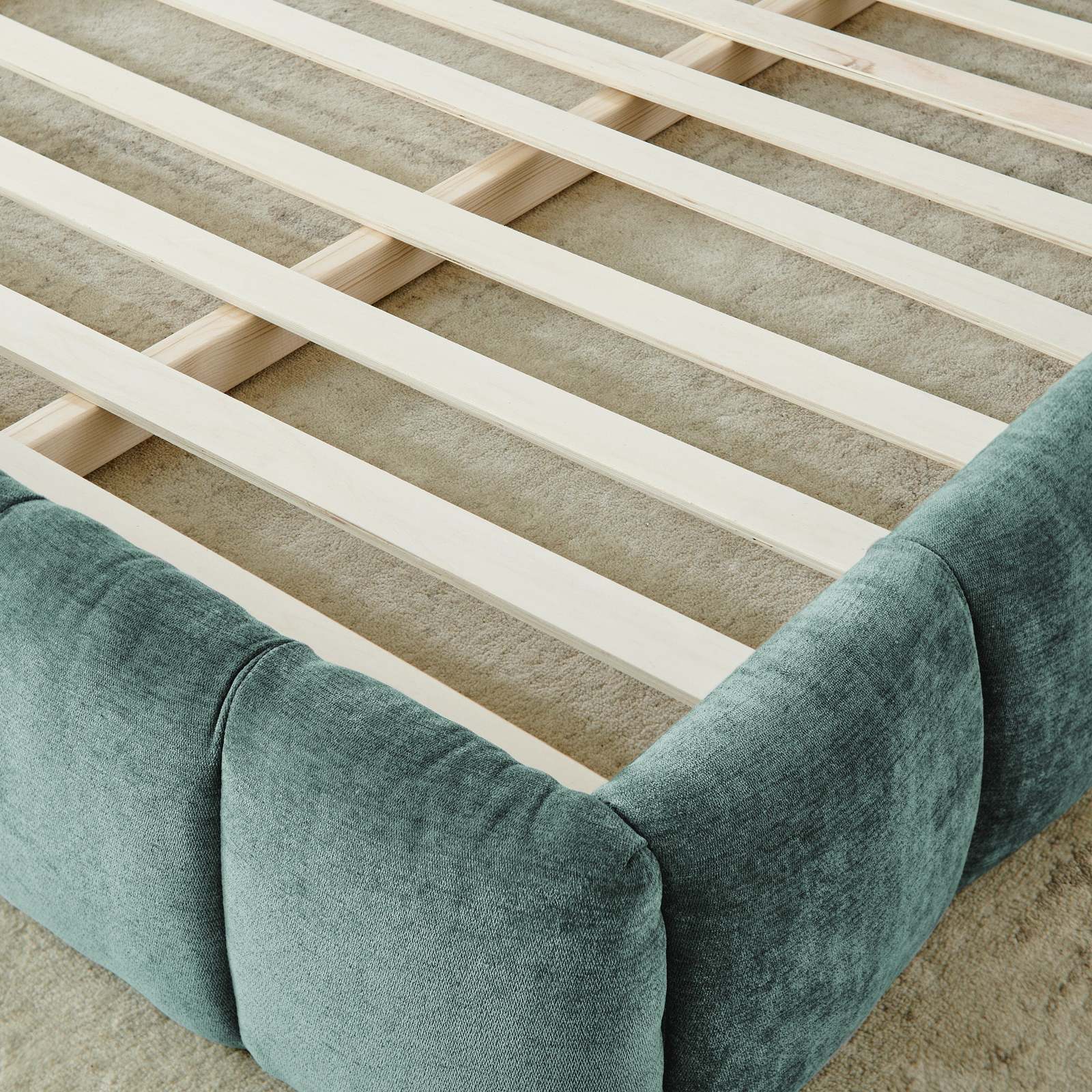 California King Chenille Platform Bed - No Box Spring - Blue Green Item image 6