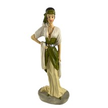 Chalkware Woman Statue 8&quot; Fashion 1920s Flapper Clothing Hand Painted Figurine - £19.78 GBP
