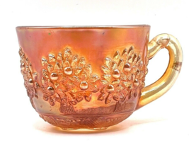 Vintage Carnival Glass Cup Iridescent Marigold  Tree Pattern (c1) - £29.03 GBP