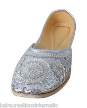 Women Shoes Mojari Indian Handmade Wedding Oxfords Leather Silver Juttie... - £34.36 GBP