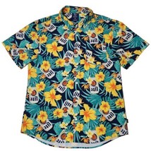 Miller Lite Hawaiian Shirt Button Up Short Sleeve Double Sided Mens XL Blue - £19.45 GBP