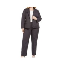 Le Suit Womens Plus 22W Gray Pinstripe 2 Piece Pantsuit Jacket Pants NWT BJ89 - £86.16 GBP