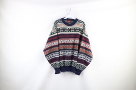 Vintage 90s Streetwear Mens Large Rainbow Fair Isle Nordic Knit Crewneck Sweater - £47.44 GBP