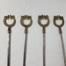 Vintage Turkish Turkey Kabob Skewer Skewers Stainless Steel Brass Lot Of 4 - €10,02 EUR