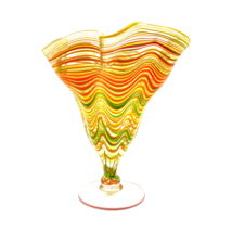 Italian Artistry - Latticinio Ruffle Top Vase - 10&quot; - $250.00