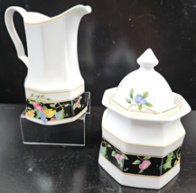 Christopher Stuart Orchard Park Creamer Sugar Bowl &amp; Lid Set Vintage Floral Dish - £23.71 GBP