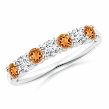 ANGARA 3mm Natural Half Eternity Citrine and Diamond Wedding Band in Silver - £510.54 GBP+