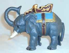 Vintage Painted Cast Iron Mechanical Penny Bank Colorful Elephant with Howdah - £109.51 GBP