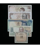 Southern Europe 5-Notes Lot Spain Peseta, Portugal Escudo &amp; Italy Lira - €50,06 EUR