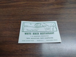 Old Business Card WHITE BIRCH RESTAURANT Twin Mountain NEW HAMPSHIRE 1950s - £7.45 GBP