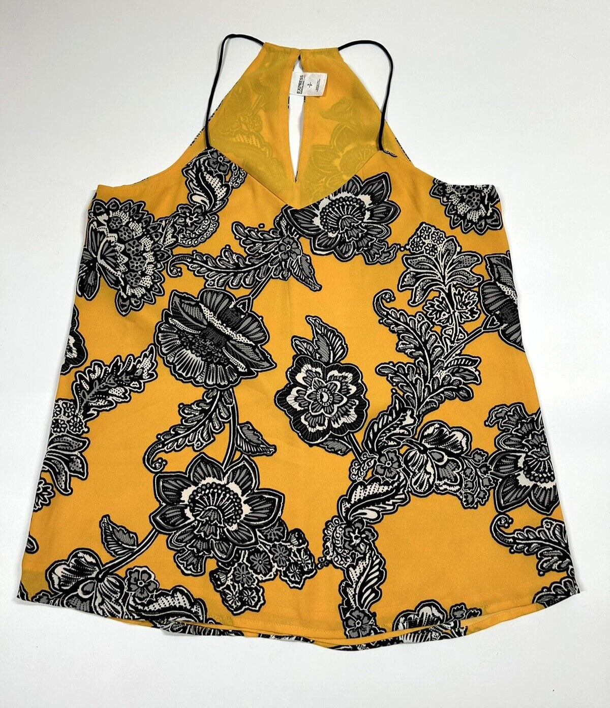 Primary image for Express Floral Barcelona Cami Tank Yellow Orange Size Small