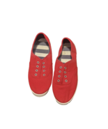 Cherry Red Canvas and White Lace Up Canvas Low Tennis Shoes Sneakers Siz... - $19.80