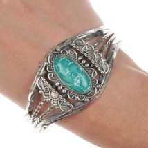 7&quot; 40&#39;s-50&#39;s Navajo silver and turquoise bracelet - £355.66 GBP