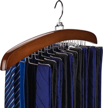Tie Rack Tie Hanger 24 Hooks Wooden Tank Top Hanger Belt Organizer for Closet - £13.25 GBP