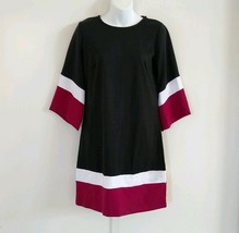 Ny Collection Women 3/4 Sleeve Colorblock Multi-color Jetri Black Shirt ... - $22.86