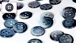 High Grade (Black Lip) Mother of Pearl Shirt Buttons (15 Pieces) ø15.0mm 4 Holes - £4.54 GBP