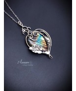 Silver pendant with Labradorite in the shape of flower petals, Art nouve... - $128.00