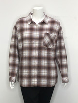 Devoted Plus Women&#39;s Button-Up Plaid Long Sleeve Shirt Brown 3X NWT - $19.99