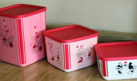 Tupperware Disney Mickey And Minnie Mouse Love Storage Fridge Canister Set Of 3 - £33.60 GBP