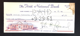 The First National Bank Lake George NY Vintage Check 1961 New York - $9.00