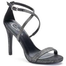 Womens Heels Black Candies Suede Rhinestone Ankle Strap High Dress Shoes... - £27.25 GBP