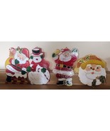 Vintage Christmas Plastic Sun Catchers Window Decor Lot Of 4 Santa &amp; Sno... - $256.41 MXN