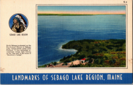 Landmarks Of Sebago Lake Region Maine Multi View Portrait Linen Postcard (A11) - £4.80 GBP
