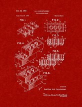 Lego Toy Building Block Patent Print - Burgundy Red - £6.25 GBP+