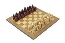 Ancient Scottish Isle Of Lewis Style Chess Set With Chessmen and Board - £116.78 GBP