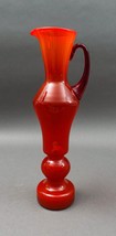 Vintage Mid Century Italian Red Flame Art Glass Handled Sculptural Pitcher - £235.36 GBP