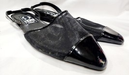 Nine West BLACK MESH Slingback Patent Leather Flats Sandal 9West 9 &amp; Co ... - $24.99