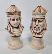 6.5&quot; Tall Ceramic Chess Piece Set of 2 White Red King &amp; Queen Office Hom... - £19.65 GBP