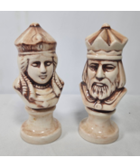 6.5&quot; Tall Ceramic Chess Piece Set of 2 White Red King &amp; Queen Office Hom... - £19.62 GBP