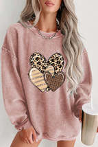 Pink Leopard Heart Shape Corded Loose Fit Sweatshirt - £23.72 GBP+