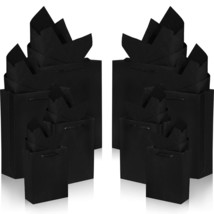 24 Pieces Black Gift Bags Paper Kraft Bags With 24 Pieces Copy Papers 4 ... - $43.99