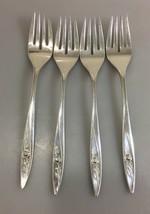 Oneida Community Morning Rose Silverplate Set of 4 Salad Forks 6 3/4&quot; - £23.56 GBP