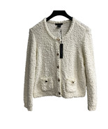 Tahari Sweater Blazer Womens XL Ivory Bauble Knit Cardigan Classic Offic... - $76.44 CAD