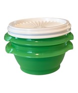 Tupperware 10 oz. Servalier Green Bowls White Lids Set of 2 Small Bowls NEW - €13,60 EUR