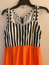 Hi Lo orange sleeveless summer dress blk white striped S - $19.80