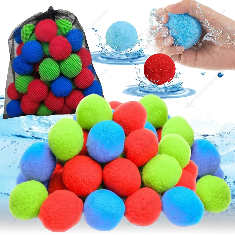 Reusable Plush Water Balloons 50PCS Soaker Water Balls Kids Outdoor Toys f - £7.87 GBP+