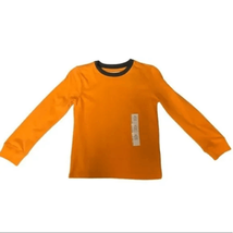 Cat &amp; Jack Kids Orange Ringer Cotton Blend Long Sleeve Top XS NWT - £11.38 GBP