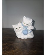 Vintage Loomco Ceramic Two Kitschy Kitty Cats With Ball of Real Blue Yar... - £13.46 GBP