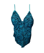 It Figures! Lady Swim Tankini Top Size 32W Padded Floral Paisley Black Teal - $24.00