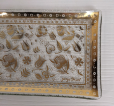 vintage Georges Briard concave tray dish 6.5 x 4" floral gold detail MCM FLAW - £7.77 GBP