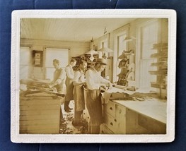 antique PHOTOGRAPH occupational GEORGE SIMONS &amp; SON SHOE SHOP cutting room - $38.56