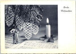 Vtg German Postcard Frohe Weihnachten (Happy Christmas) Candles tree music  - £3.46 GBP
