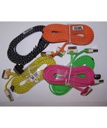 5 pieces SIX FOOT ASST COLOR CLOTH RD IPHONE4 I PAD CHARGER PHONE CORDS ... - $4.70