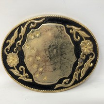 VTG Ornate Flowery State Stars Belt Buckle Western Cowboy Ranch Rodeo - $27.71